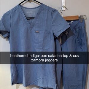 figs set!! heather indigo catarina xxs top & xxs zamora joggers